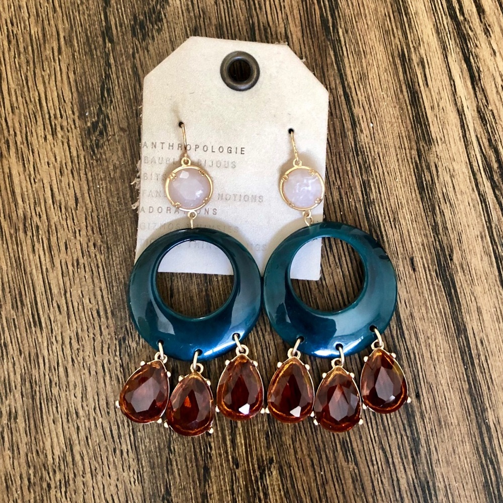 Anthropologie Drop Gem Earrings